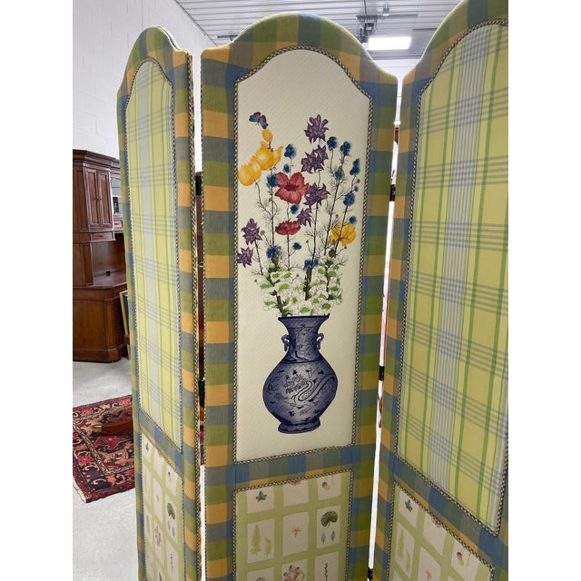 Upholstered 3-Panel Folding Screen For Sale In Buffalo - Image 6 of 11