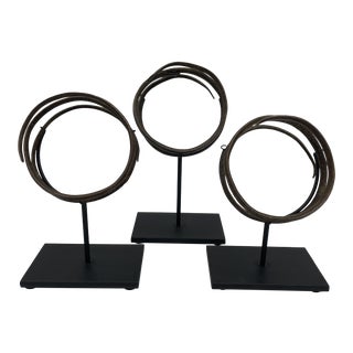 African Mounted Spiral Cuffs - Set of 3 For Sale