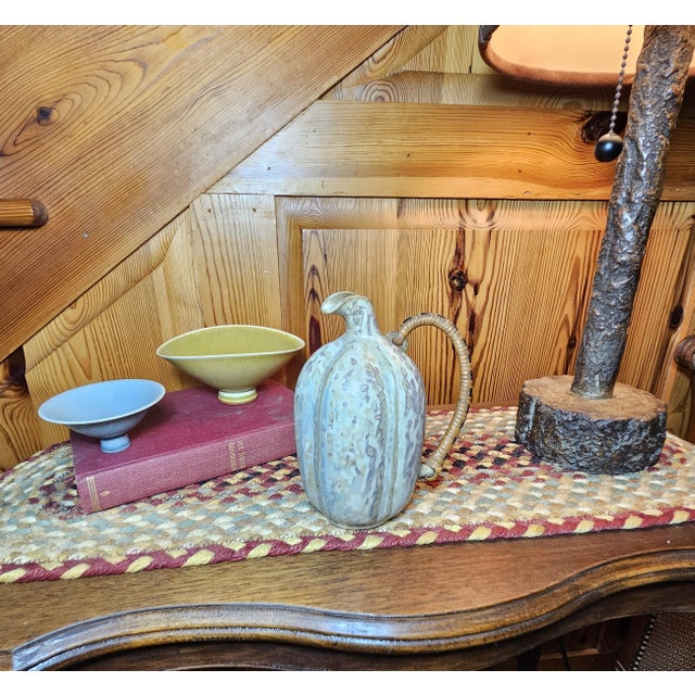 Beautiful Arnie Bang gourd-shaped jug, likely from the 1940s, with the bottom bearing the artists markings “AB” and “153.”...