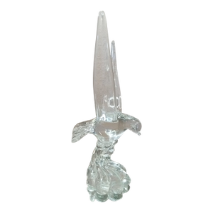 1980s Gorgeous Bohemia Czech Clear Crystal Bird in Flight Sculpture