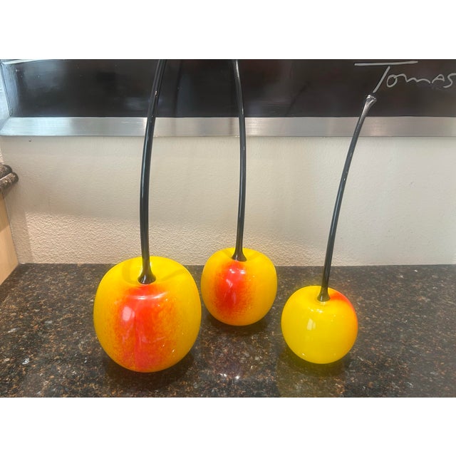 Oversized Art Glass Cherry Trio / Laguna Beach Gallery Purchase / Hand Blown Studio Glass For Sale - Image 10 of 11