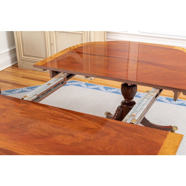 Baker Furniture Company Vintage Baker Double Pedestal Extension Dining Table For Sale - Image 4 of 12