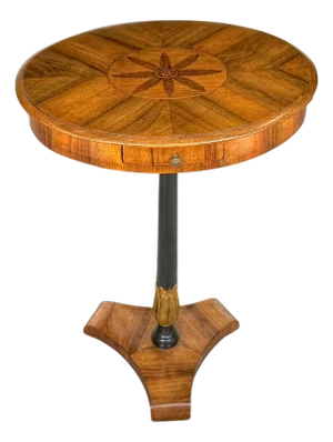 19th C. Biedermeier Inlaid Fruitwood, Satinwood & Yew Side Table, Circa 1850s