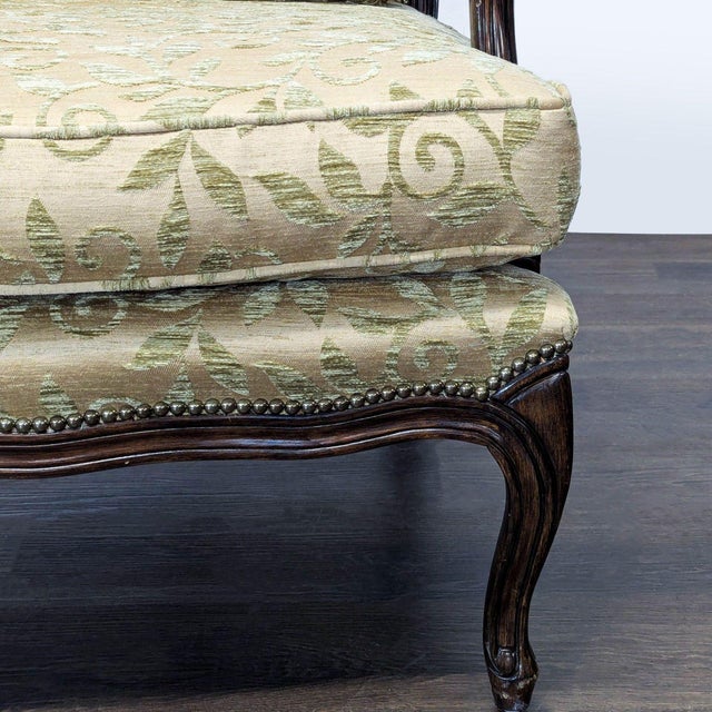 Wood Louis XV Style Upholstered Bergère Lounge Chair For Sale - Image 7 of 15