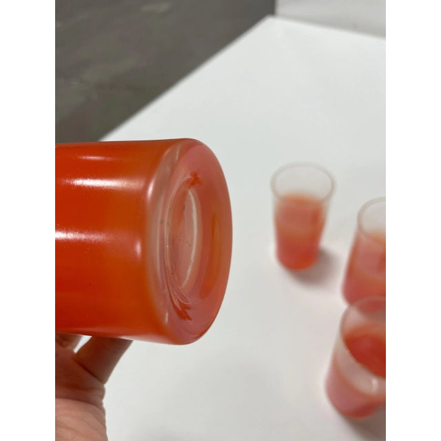 Mid 20th Century Set of 4 Mid-Century Bendo Faded Orange Tumblers For Sale - Image 5 of 6