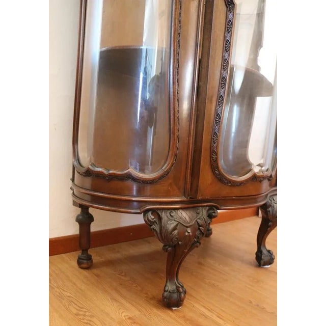 Brown Chippedale Style Walnut Showcase, 1940s For Sale - Image 8 of 10