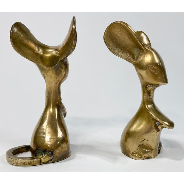 Mid 20th Century Vintage MCM Brass Mice, a Pair For Sale - Image 5 of 6