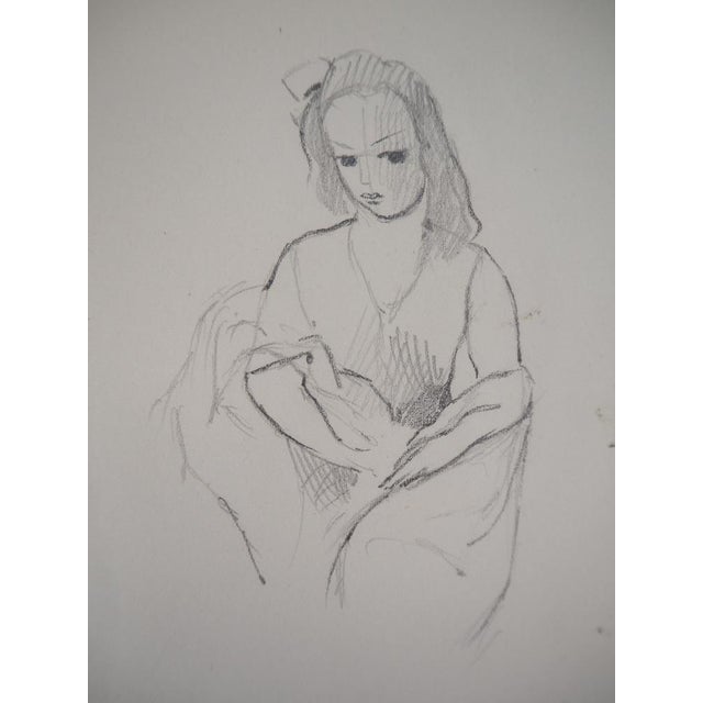 Marie Laurencin, Seated Woman, Original Pencil Drawing For Sale - Image 3 of 5