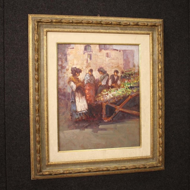Italian Artist, Popular Scene with Figures, 1970, Oil on Panel, Framed For Sale - Image 9 of 12