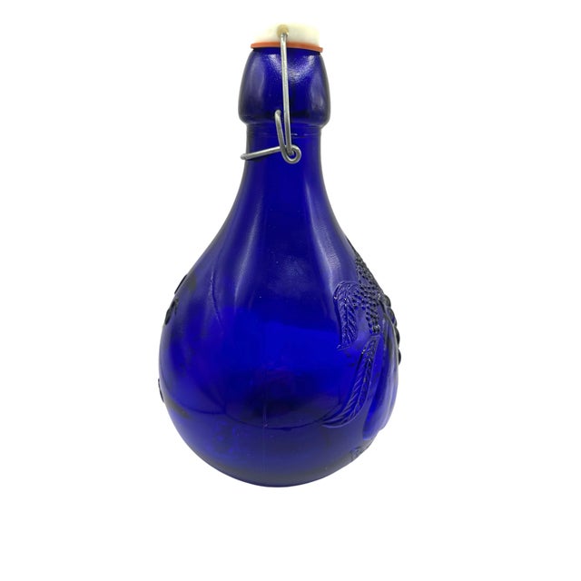 Blue Vintage Italian Casadis Milano Cobalt Blue "Jus De Fruits" Glass Jug For Sale - Image 8 of 12