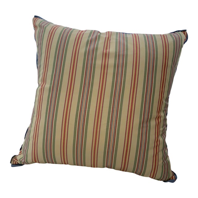 Green & Red Striped Throw Pillow For Sale