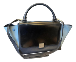 2016 Celine Black and Blue Leather Trapeze Shoulder Bag by Celine