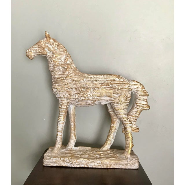 Standing Equestrian Horse Figure With Light Goldwash Finish For Sale In San Diego - Image 6 of 6