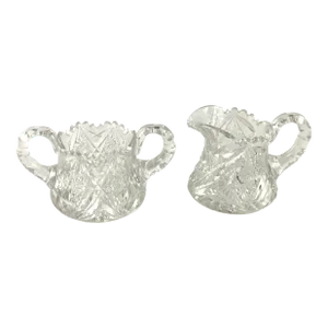 Antique ABP-cut Glass Creamer and Sugar Set- 2 Pieces