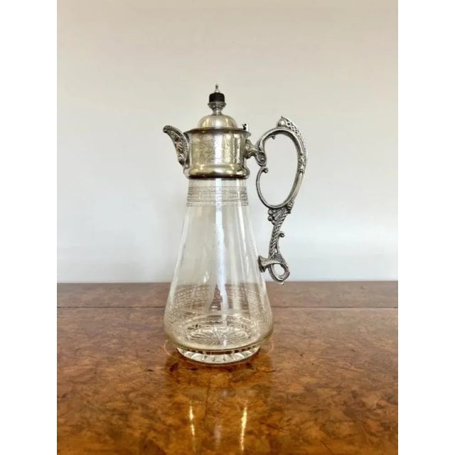 Victorian Glass and Silver Plated Claret Jug, 1860s For Sale - Image 9 of 10