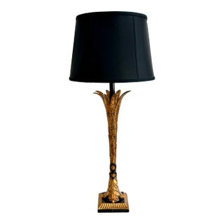 French Hollywood Regency Gilt Palm Table Lamp For Sale