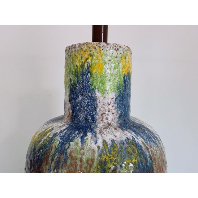 Oversize Drip Glaze Jar Lamp, C1960 For Sale - Image 6 of 11