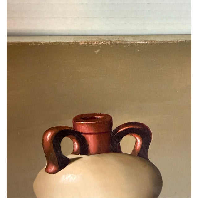 Realism Mid-20th Century Unsigned Still Life Painting With Ceramic Jug and Oranges For Sale - Image 3 of 8