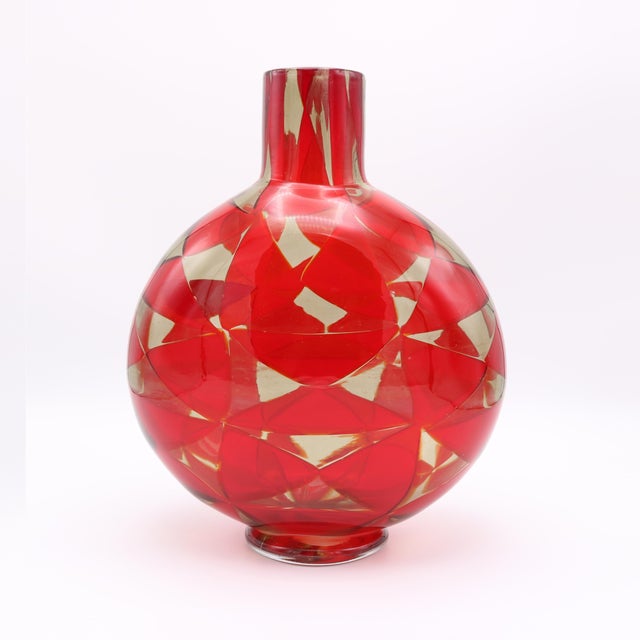 Red "Intariso" Art Glass Vase by Ercole Barovier For Sale - Image 8 of 10