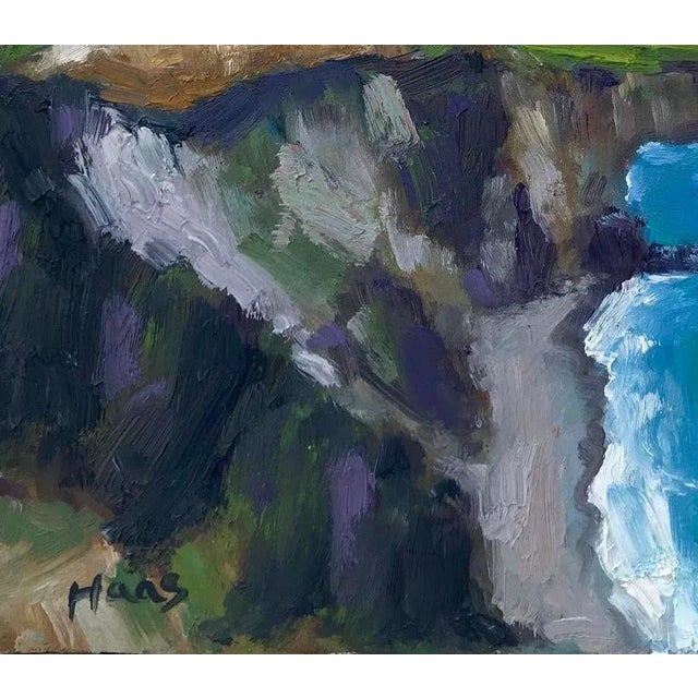 6 x 6 inches on gessoed masonite panel. Medium: Oil Unframed. Signed, Haas. Big Sur, Seascape. This is looking at the...