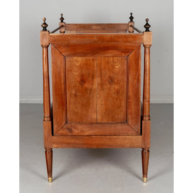 Brown 19th Century Napoleon III Child's Bed, Solid Cherry Wood, Hand-Crafted For Sale - Image 8 of 12