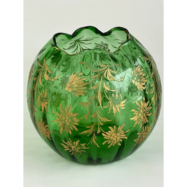 Early 20th Century Edelweiss Bohemian Art Glass Rose Bowl, Optic Ribbed For Sale - Image 5 of 9