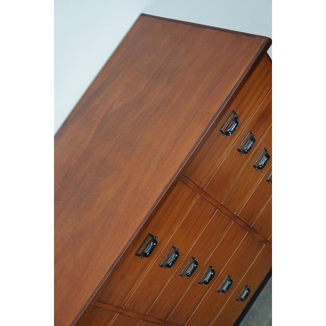Mid-20th Century Dutch Industrial Mahogany Apothecary Cabinet For Sale - Image 5 of 18