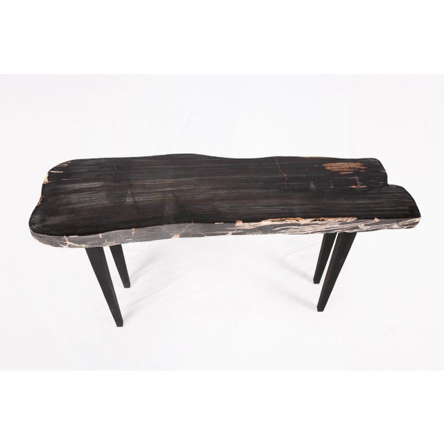 One Slab Living Edge Petrified Wood Console Table 50 For Sale - Image 4 of 6