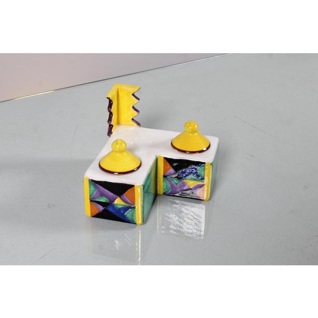 Italian Futurism Hand-Painted Ceramic Inkwell, 1980s For Sale - Image 11 of 17