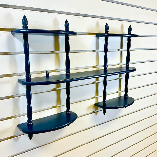 Mid-Century Boho Chic Traditional Wood Display Wall Mounted Shelf For Sale - Image 11 of 12