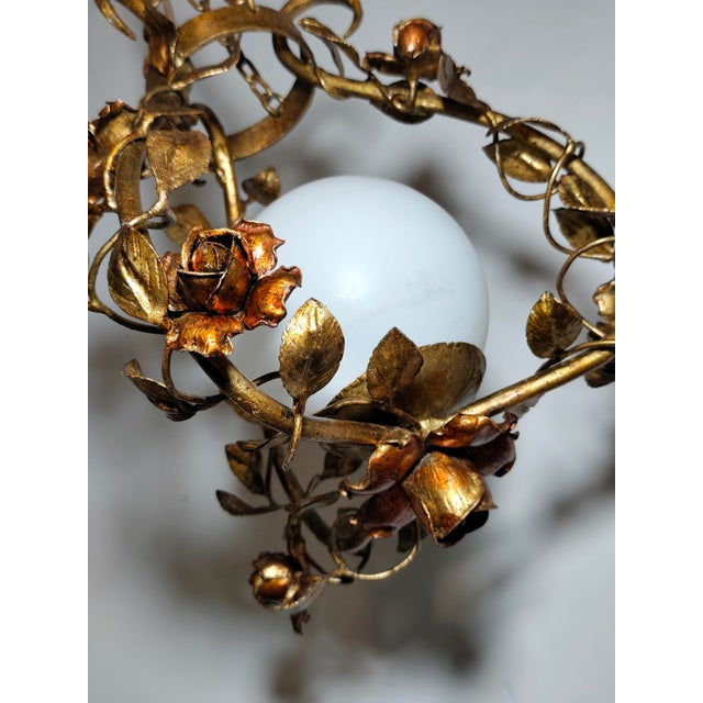 Wrought Iron and Gold Leaf Lamp, Spain, 1960s For Sale - Image 10 of 17