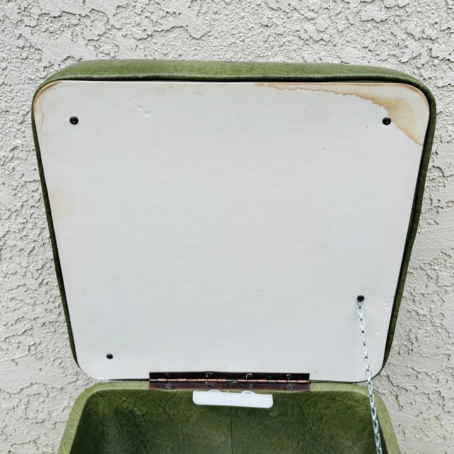 1950s Mid Century Modern Green Vinyl Storage Ottoman Hassock With Casters For Sale - Image 10 of 18