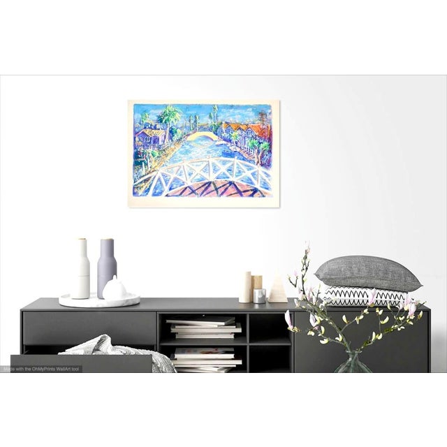 Contemporary "Venice Canal, California" Painted Mono Print on Paper For Sale In Los Angeles - Image 6 of 6