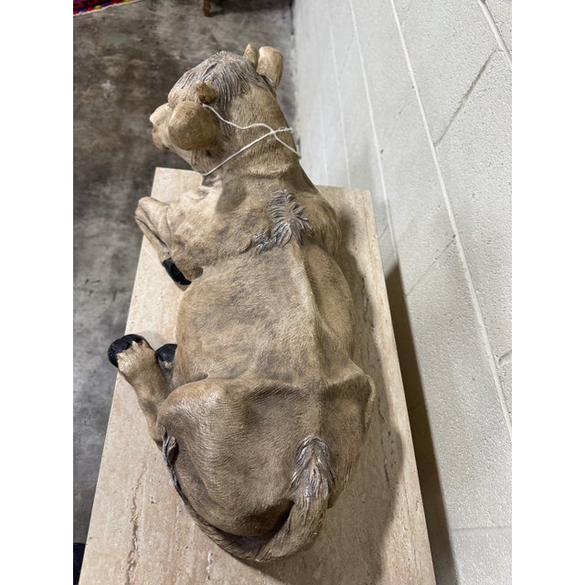 Ceramic Large Vintage Rustic French Ceramic Stone Bull For Sale - Image 7 of 8