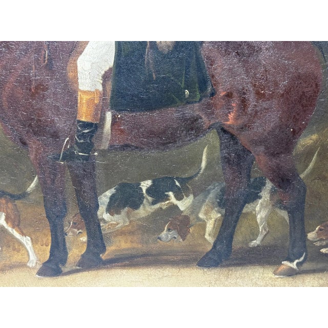 Large 19th Century Oil Painting the Clandon Harriers Hunt John Imms of Ringmer Up Libertine Mare Hor For Sale - Image 6 of 12