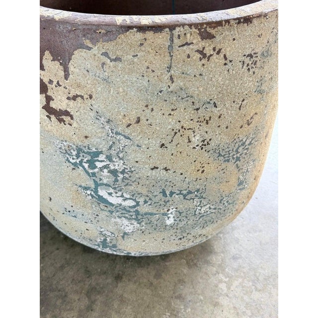 Mid 20th Century Terra Cotta Garden Urn With Verdigris Patina For Sale - Image 5 of 9