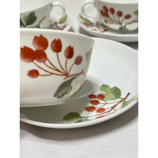 Ceramic 1980s Richard Ginori Red Currant Soup Cups and Saucers - 5 Sets For Sale - Image 7 of 7