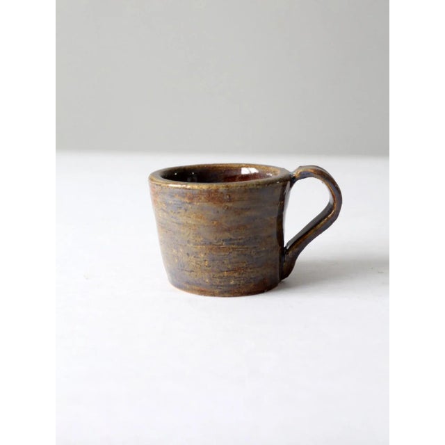 Brown Vintage Studio Pottery Mug For Sale - Image 8 of 10