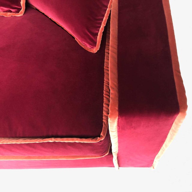 Rafaella Chaise Sofa in Red and Rusty Velvet from Biosofa For Sale - Image 11 of 14