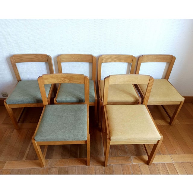 Scandinavian Chairs in Elm and Fabric, 1960s, Set of 6 For Sale - Image 3 of 15