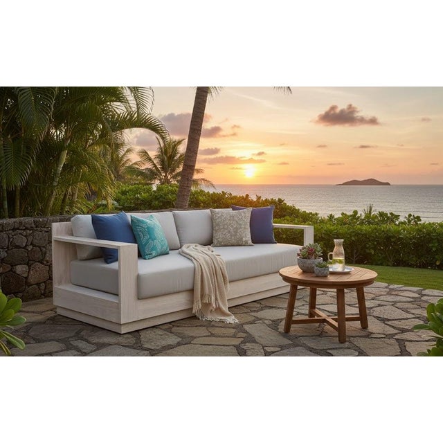 Imperial Grove Outdoor Solid Teak Wood, Natural Look Sofa - 84" For Sale - Image 11 of 13