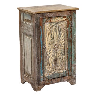 Nightstand Made From Antique Indian Teakwood Architectural Elements For Sale