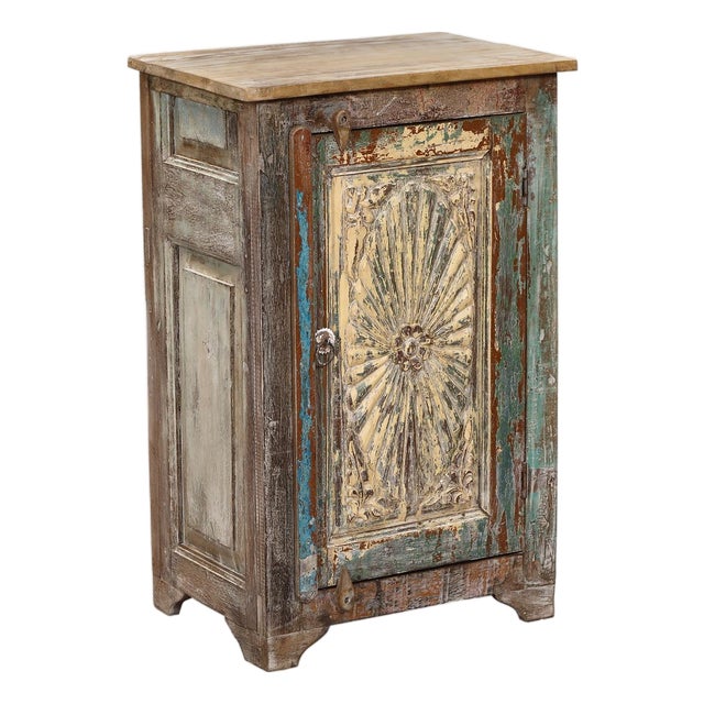 Nightstand Made From Antique Indian Teakwood Architectural Elements For Sale