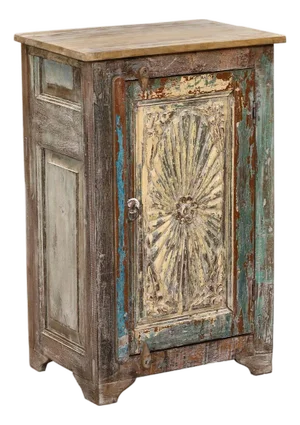 Nightstand Made From Antique Indian Teakwood Architectural Elements