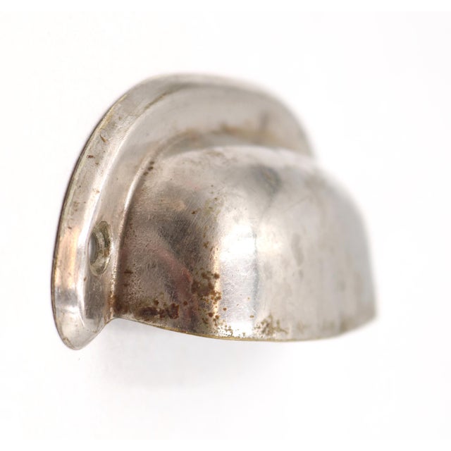 Pair of Vintage 3.625 In. Polished Nickel Brass Cup Bin Pulls For Sale - Image 4 of 5