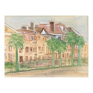 1986 South Battery Charleston South Carolina Watercolor by Sherry Palombo For Sale
