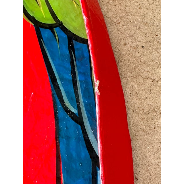1980s 1980’s Tropical Coastal Hand Painted Paper Mache Parrot Tray For Sale - Image 5 of 11