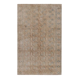 Vintage Ersari Rug in Beige-Brown With Geometric Medallions, From Rug & Kilim For Sale