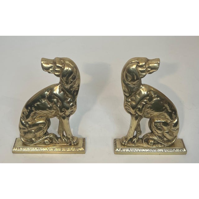 Art Deco Pair of bronze andirons depicting dogs French works from the Art Deco period For Sale - Image 3 of 12