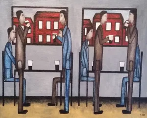 'In The Pub' Contemporary Figurative Oil Painting by Christopher Barrow 2015